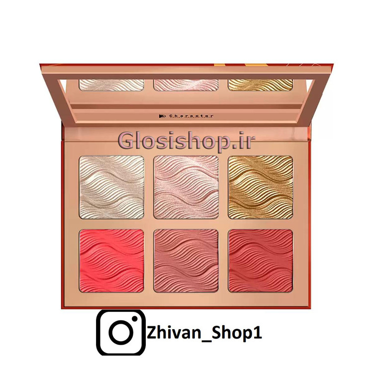پالت هایلایتر و رژگونه کارکتر مدل CBH001 جذاب 6 رنگ